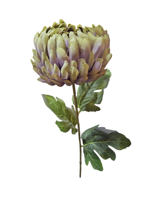 KWIAT SZTUCZNY CHRYZANTEMA ZIELONO FIOLETOWA 75CM