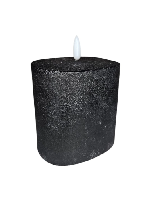 ŚWIECA LED RUSTYKALNA CZARNA 10X7,5X10CM LD