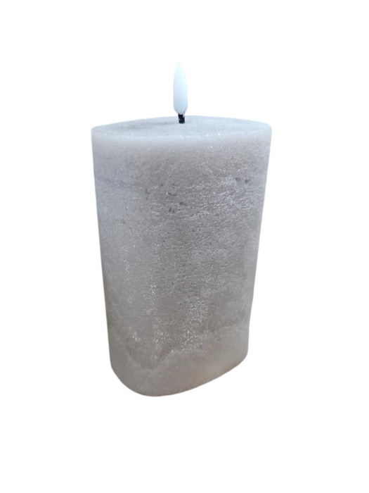 ŚWIECA LED RUSTYKALNA SZARA 10X7,5X15CM LD