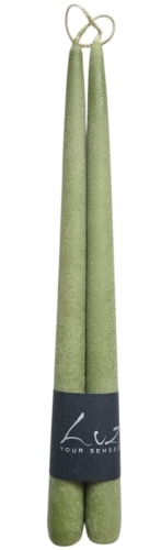 ŚWIECA STOŻKOWA VELVET JASNA ZIELEŃ 2szt. 30CM