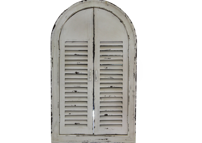 LUSTRO WISZĄCE DREWNIANE Z OKIENNICAMI 102x95x4 CM