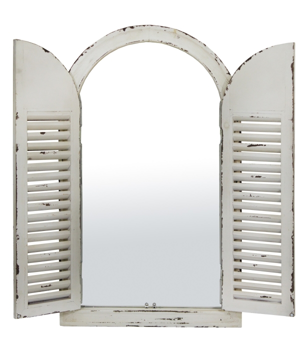 LUSTRO WISZĄCE DREWNIANE Z OKIENNICAMI 102x95x4 CM