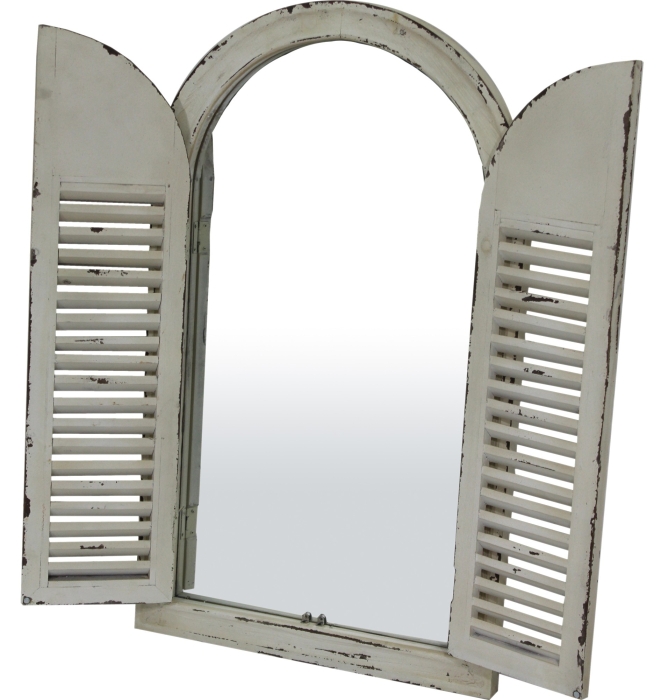 LUSTRO WISZĄCE DREWNIANE Z OKIENNICAMI 102x95x4 CM