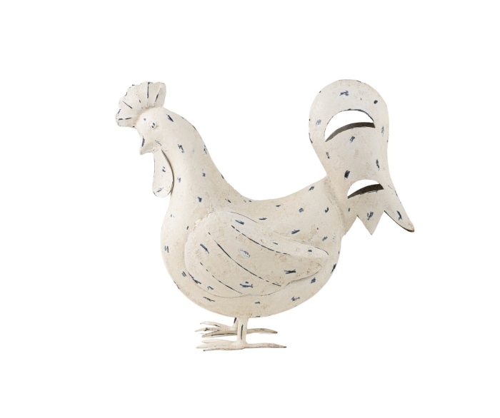 FIGURKA KURA METALOWA NA PODSTAWIE CASA CREME