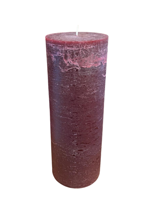 ŚWIECA PIEŃKOWA WALCOWA 10x27 CM BORDOWA