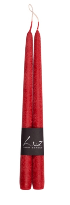ŚWIECA STOŻKOWA CZERWONA 2 SZT. 30 CM VELVET