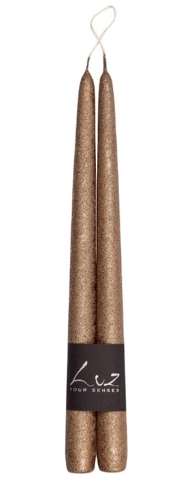 ŚWIECA STOŻKOWA BRĄZOWA 2 SZT. 30 CM METALIC