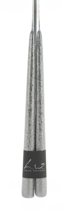ŚWIECA STOŻKOWA SREBRNA 2 SZT. 30 CM METALIC