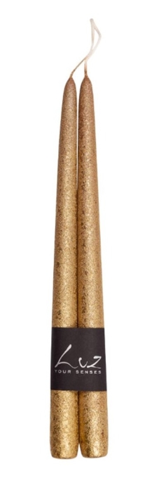 ŚWIECA STOŻKOWA ZŁOTA 2 SZT. 30 CM METALIC